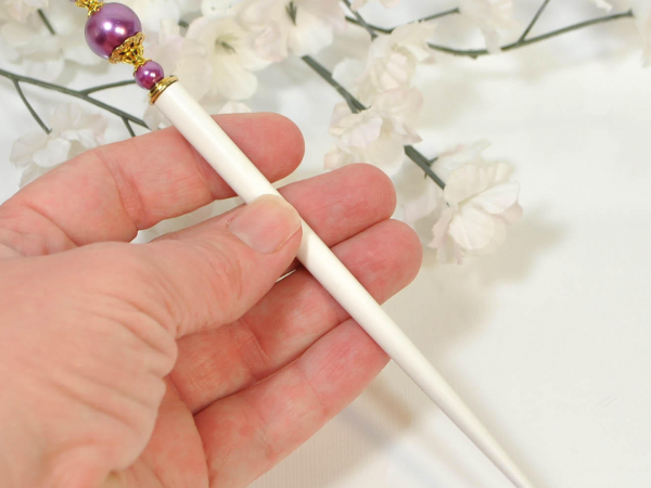 Pretty Pink Hair Stick, handmade by Purple Moon Designs
