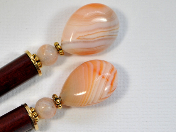 Agate Gemstone Hair Sticks, Handmade by Purple Moon Designs