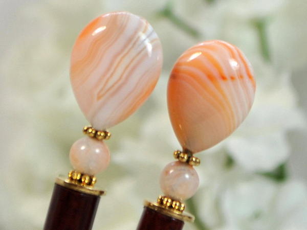 Agate Gemstone Hair Sticks, Handmade by Purple Moon Designs