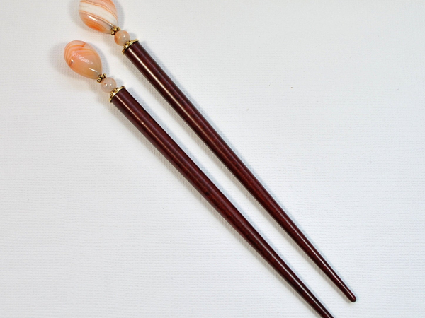 Agate Gemstone Hair Sticks, Handmade by Purple Moon Designs