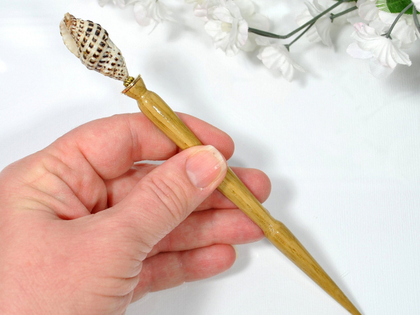 Natural Seashell Hair Stick, handmade by Purple Moon Designs