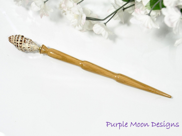 Natural Seashell Hair Stick, handmade by Purple Moon Designs