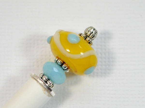 Yellow Hair Stick Pin, handmade by Purple Moon Designs