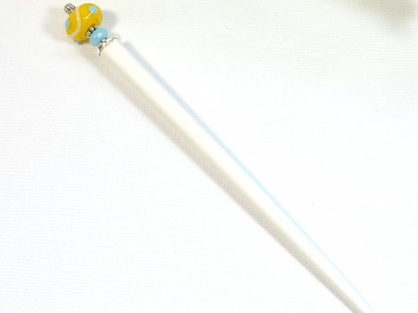 Yellow Hair Stick Pin, handmade by Purple Moon Designs