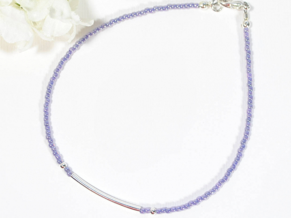 Purple Bar Anklet, handmade by Purple Moon Designs