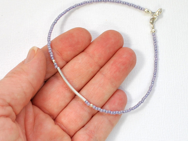 Purple Bar Anklet, handmade by Purple Moon Designs