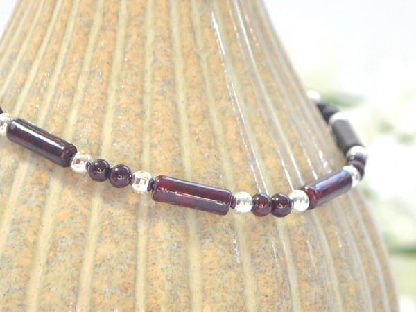 Dark Red Anklet, handmade by Purple Moon Designs