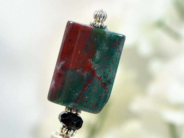 Green and Red Gemstone Hair Stick, handmade by Purple Moon Designs