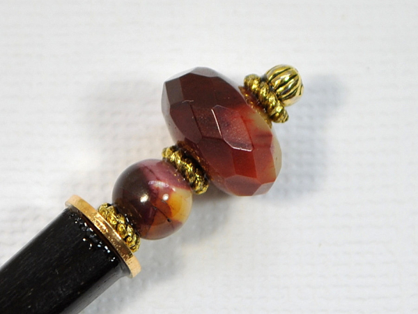 Orange and Yellow Jasper Hair Stick, handmade by Purple Moon Designs