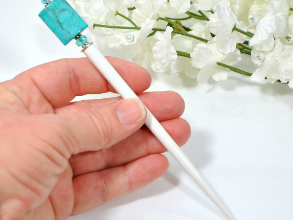 Turquoise Hair Stick, 4.5 inch Chinese Hair Pin, handmade by Purple Moon Design