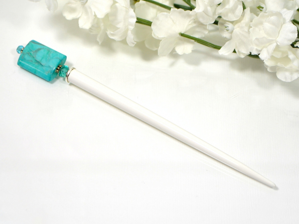 Turquoise Hair Stick, 4.5 inch Chinese Hair Pin, handmade by Purple Moon Design