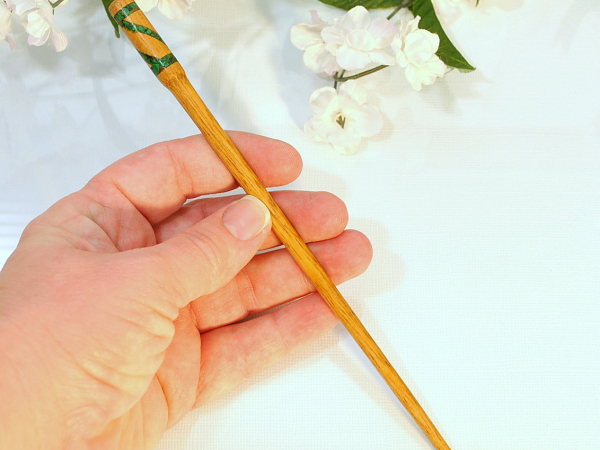 Green Inlay Hair Stick, 7 inch, handmade by Purple Moon Designs