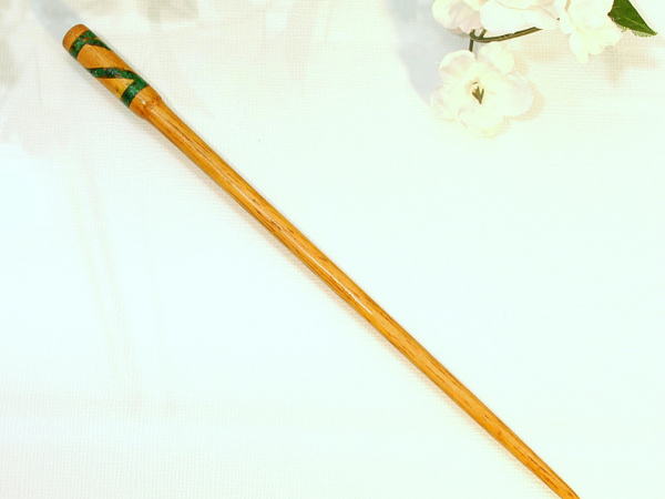 Green Inlay Hair Stick, 7 inch, handmade by Purple Moon Designs