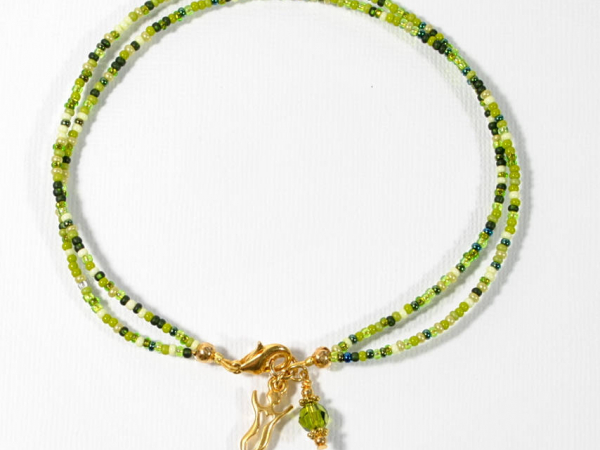 Green Mother Charm Anklet, handmade by Purple Moon Designs