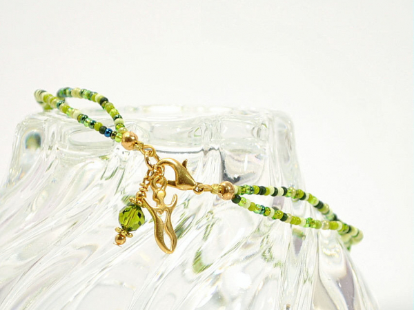 Green Mother Charm Anklet, handmade by Purple Moon Designs