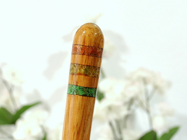 Gemstone Inlay Hairstick, 6 inch, handmade by Purple Moon Designs