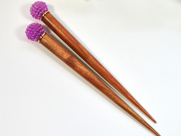 Pair of Purple Hair Sticks, handmade by Purple Moon Designs