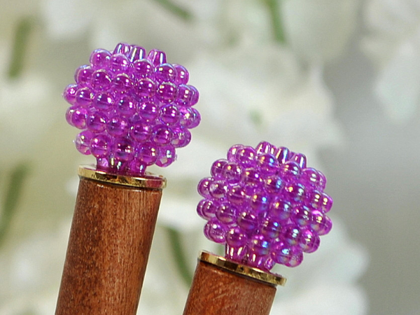 Pair of Purple Hair Sticks, handmade by Purple Moon Designs