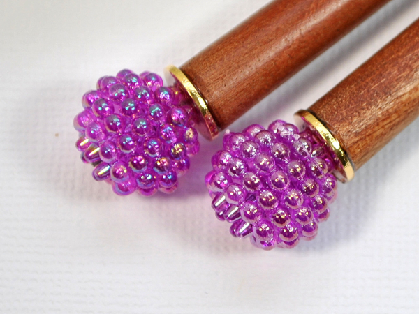 Pair of Purple Hair Sticks, handmade by Purple Moon Designs