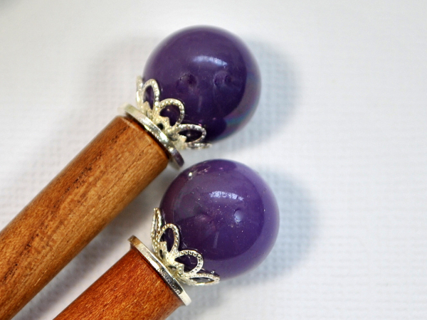 Simple Purple Hair Sticks, handmade by Purple Moon Designs