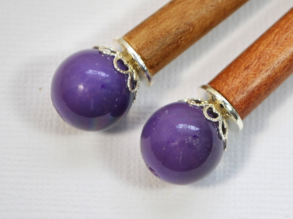 Simple Purple Hair Sticks, handmade by Purple Moon Designs
