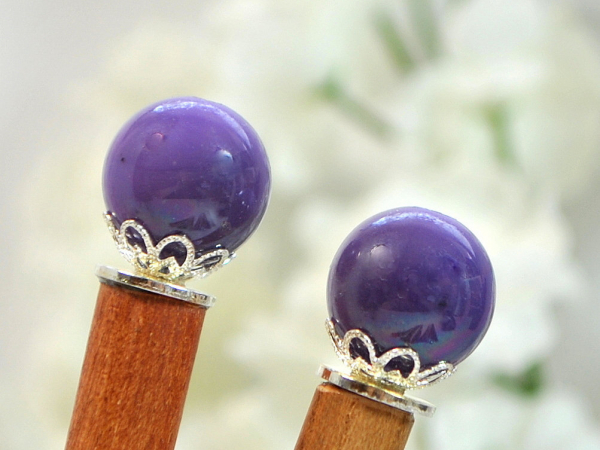 Simple Purple Hair Sticks, handmade by Purple Moon Designs