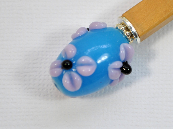 Blue Flower Hair Stick Bun Pin, handmade by Purple Moon Designs