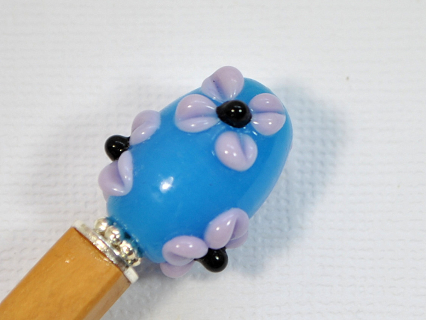 Blue Flower Hair Stick Bun Pin, handmade by Purple Moon Designs