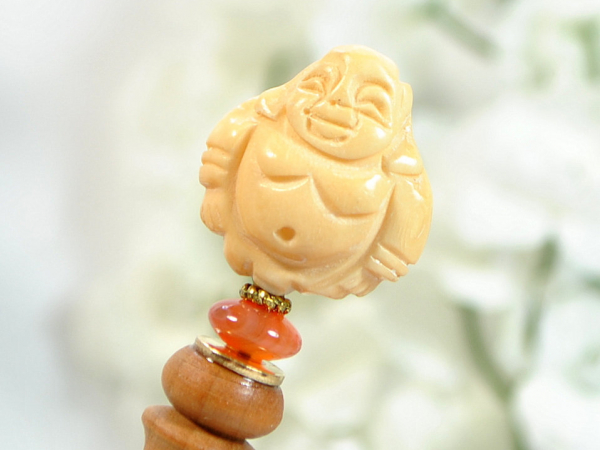 Buddha Hair Stick, Wooden Hairstick, handmade by Purple Moon Designs