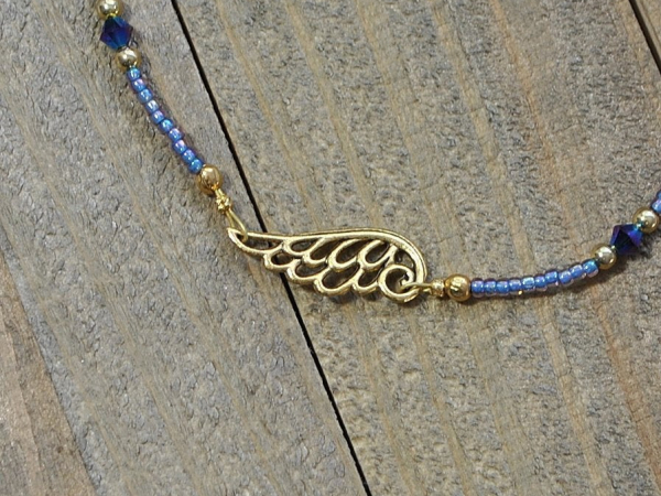 Angel Wing Anklet, 10 inch, handmade by Purple Moon Designs