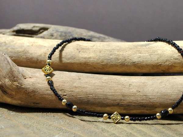 Black Celtic Anklet, 10 inch, handmade by Purple Moon Designs