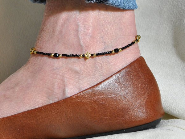 Black Celtic Anklet, 10 inch, handmade by Purple Moon Designs