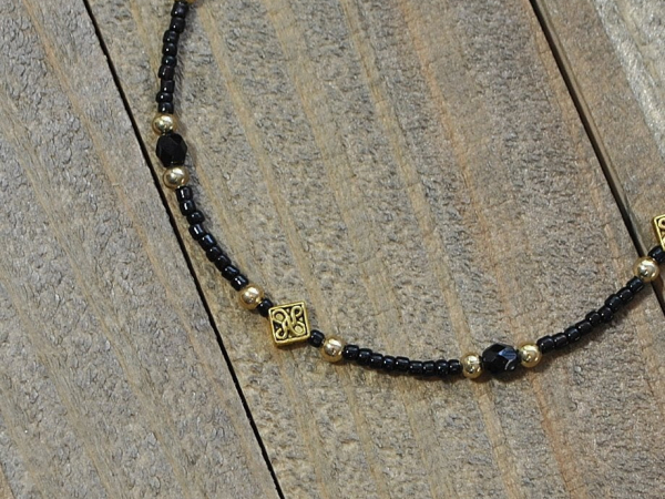 Black Celtic Anklet, 10 inch, handmade by Purple Moon Designs