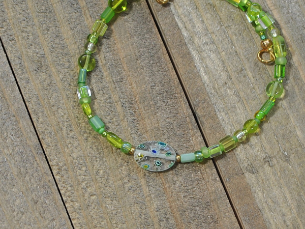 Green Boho Beach Bum Anklet, handmade by Purple Moon Designs