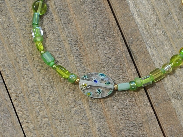 Green Boho Beach Bum Anklet, handmade by Purple Moon Designs