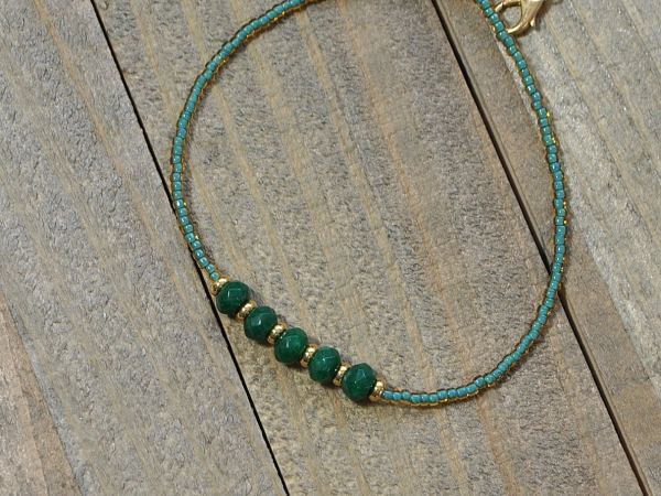 Green Gemstone Anklet Handmade by Purple Moon Designs