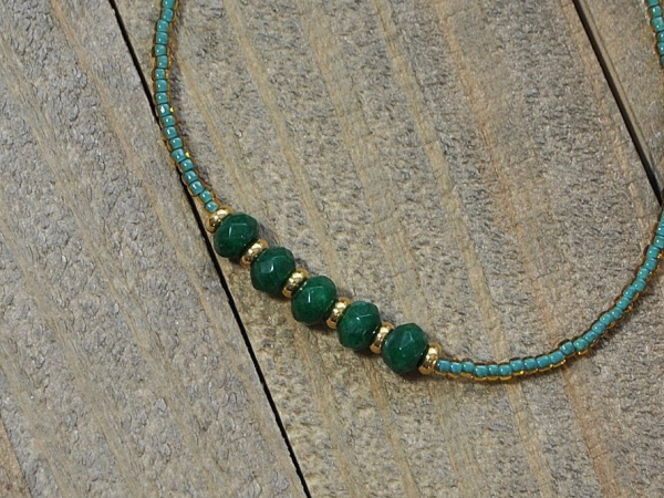 Green Gemstone Anklet Handmade by Purple Moon Designs