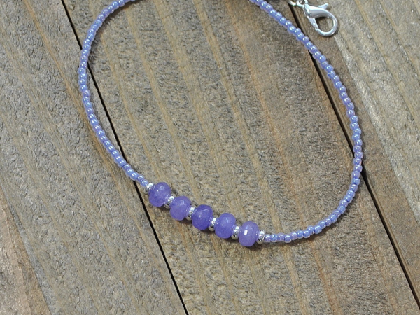 lavender gemstone anklet handmade by purple moon designs