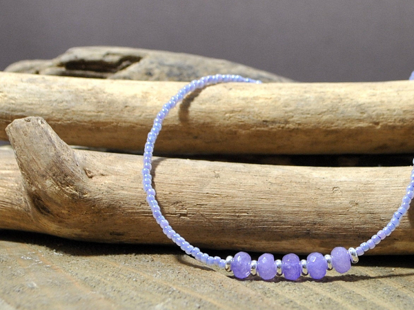 lavender gemstone anklet handmade by purple moon designs