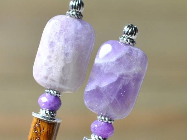 Pair of Purple Amethyst Hair Sticks, handmade by Purple Moon Designs