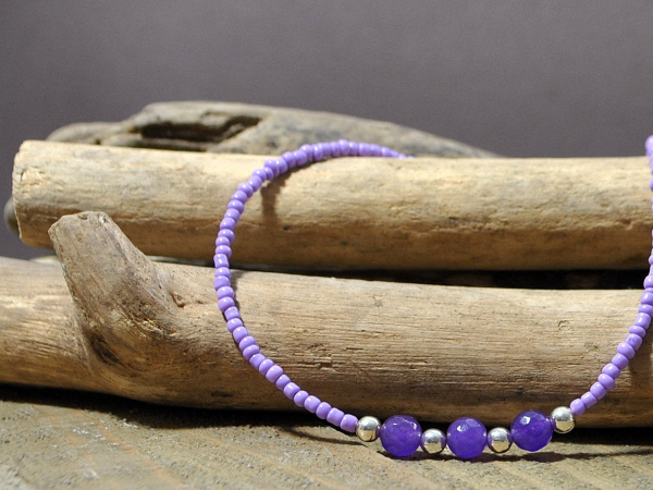 Lavender Gemstone Anklet, handmade by Purple Moon Designsv