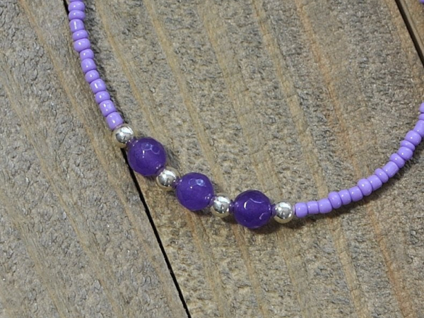 Lavender Gemstone Anklet, handmade by Purple Moon Designs