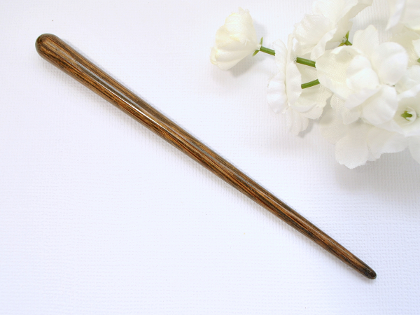 Dark Oak Wooden Hair Stick, handmade by Purple Moon Designs