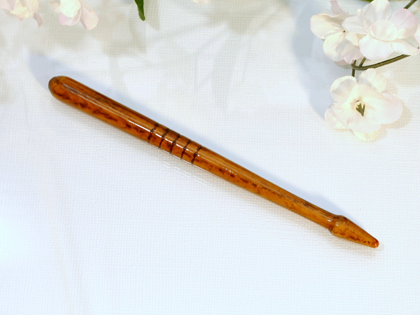 5 inch Hand-Carved Wooden Hair Stick, handmade by Purple Moon Designs