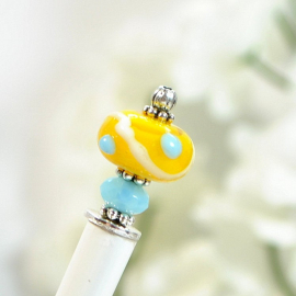 Yellow Hair Stick Pin, handmade by Purple Moon Designs