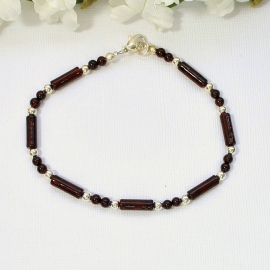 Dark Red Anklet, handmade by Purple Moon Designs