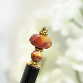 Orange and Yellow Jasper Hair Stick, handmade by Purple Moon Designs