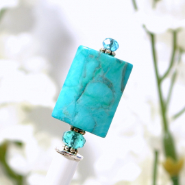 Turquoise Hair Stick, 4.5 inch Chinese Hair Pin, handmade by Purple Moon Design Turquoise Hair Stick, 4.5 inch Chinese Hair Pin, handmade by Purple Moon Design