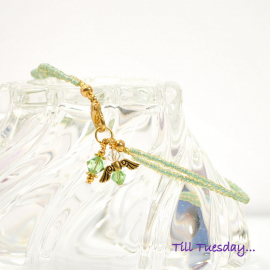 Green Angel Charm Anklet, 10 inch, handmade by Purple Moon Designs