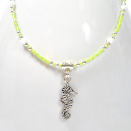seahorse charm anklet, 9.25", handmade by Purple Moon Designs